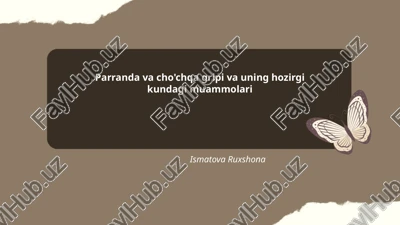 parranda va cho'chqa gripi va uning hozirgi kundagi muammolari — PPTX