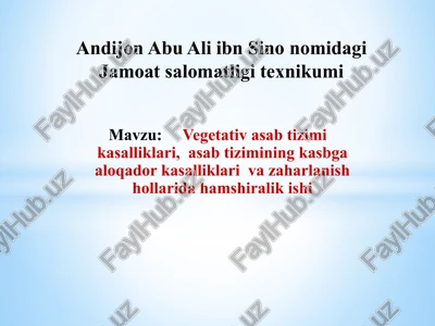 abu ali ibn sino nidagi jamoatsalomatligi texnikumi — PPTX