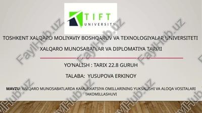 xalqaro munosabatlar va diplomatiya tarixi — PPTX