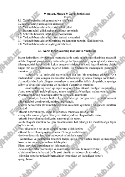 xarid logistikasi — DOCX
