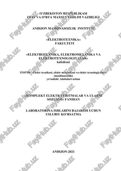 komplekt elektr yuritmalar va ularni sozlash — DOCX
