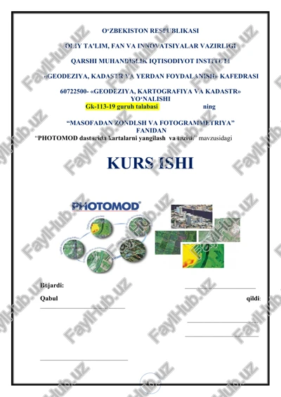 photomod dasturida kartalarni yangilash va tuzish — DOC
