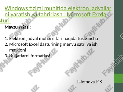 microsoft excel — PPTX