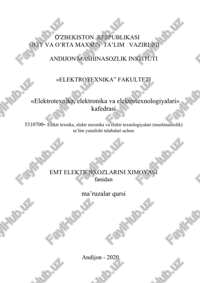 emt elektr jixozlarini ximoyasi — DOC
