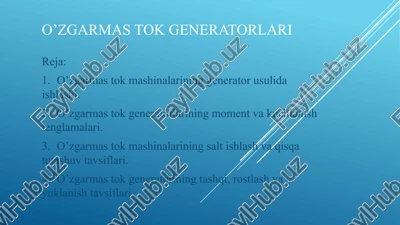 o’zgarmas tok generatorlari — PPTX