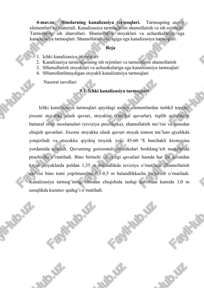 ichki kanalizatsiya tarmoqlari — DOCX