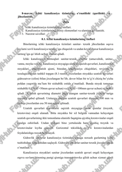 ichki kanalizasiya tizimlari — DOCX