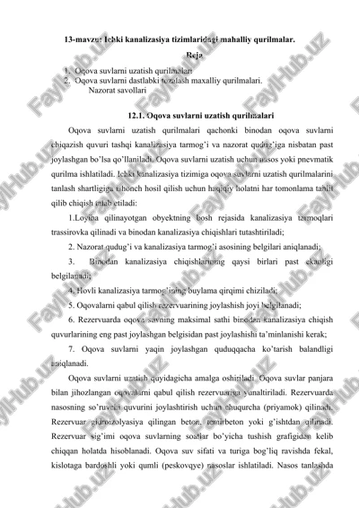 oqova suvlarni uzatish qurilmalari — DOCX