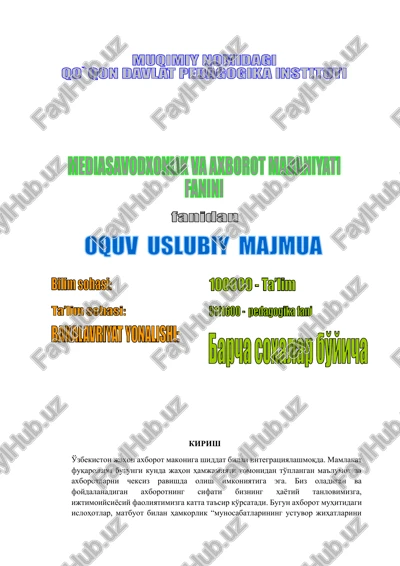 o`zbekiston jahon axborot maqomi — DOCX