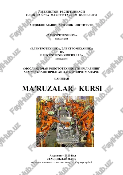 robotlar va robototatexnikasi to'g'risidagi asosiy ma'lumotlar — DOC