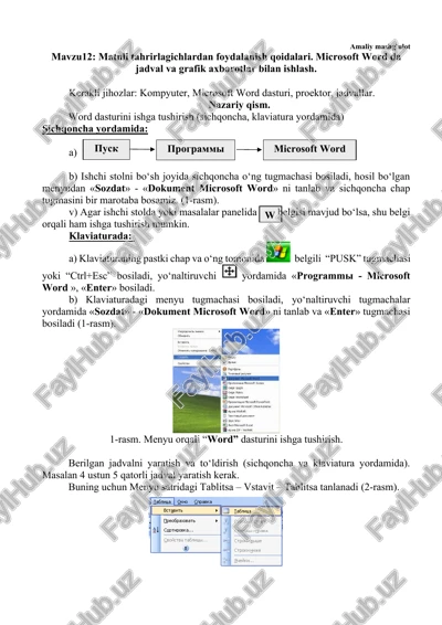matnli tahrirlagichlardan foydalanish qoidalari — DOCX