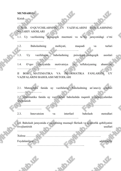 uy vazifalarini baholashning naẓariy asoslari — DOCX