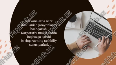 korxonalarda narx shakllanish jarayonlarini boshqarish — PPTX