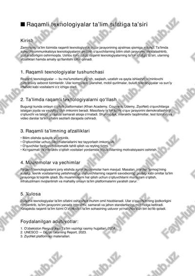 raqamli texnologiyalar ta’lim sifatiga ta’siri – ilmiy ish (pdf) — PDF