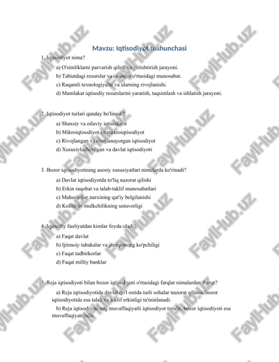 iqtisodiyot tushunchasi — DOCX