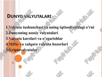dunyo valyutalari — PPTX