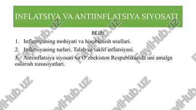 inflatsiya va antiinflatsiya siyosati — PPTX