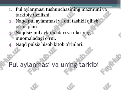 pul aylanmasi va uning tarkibi — PPTX