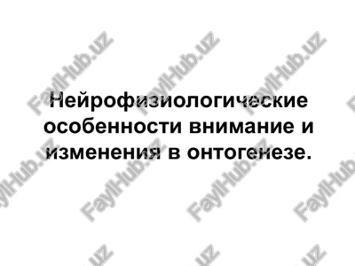 neyrofiziologicheskie osobennosti vnimanie i izmeneniya v ontogeneze. — PPT