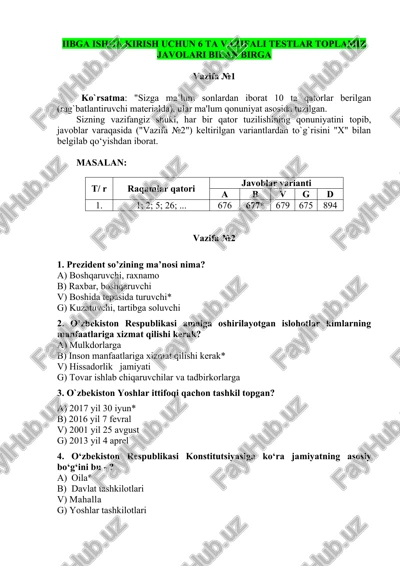 5 bosqichli test iib ga kirish uchun test — DOCX