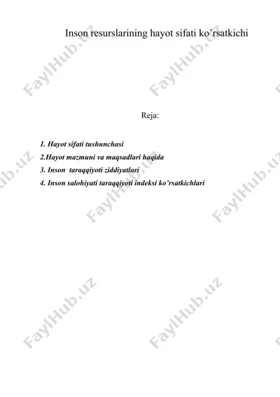 insоn rеsurslаrining hаyot sifаti ko’rsаtkichi — DOC