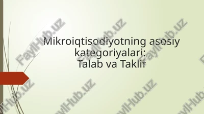 mikroiqtisodiyotning asosiy kategoriyalari. talab va taklif. — PPTX