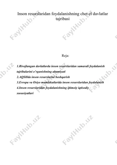 insоn rеsurslаridаn fоydаlаnishning chеt el dаvlаtlаr tаjribаsi — DOC