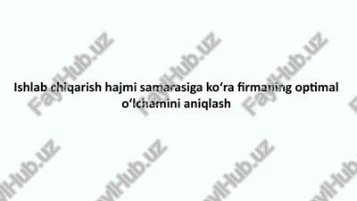 ishlab chiqarish hajmi samarasiga koʻra firmaning optimal oʻlchamini aniqlash — PPTX