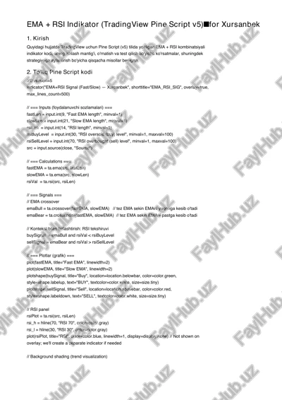 ema + rsi indikator (tradingview pine script v5) — PDF