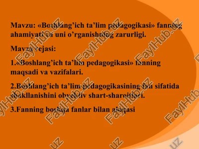 boshlang’ich ta’lim pedagogikasi — PPT