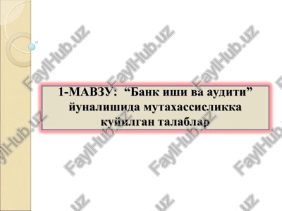 "bank ishi va auditi" — PPT