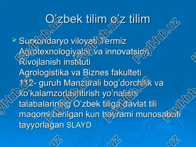 o’zbek tilim o’z tilim — PPT