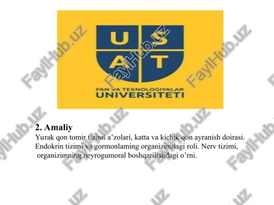 yurak, qon tomir va endokrin tizimlari — PPT