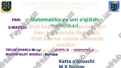 matematika va uni o’qitish metodikasi — PPTX