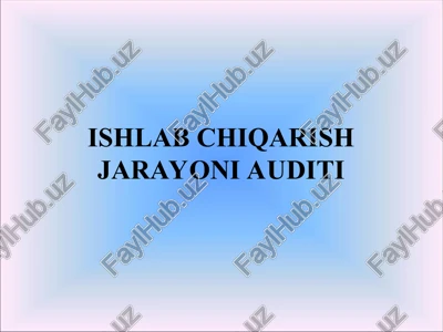 ishlab chiqarish jarayoni auditining maqsadi — PPT