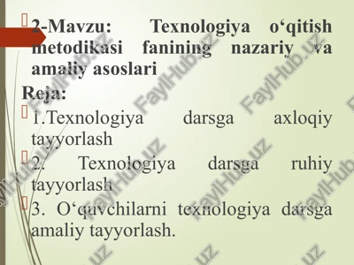 texnologiyao‘qitishmetodikasifani — PPTX