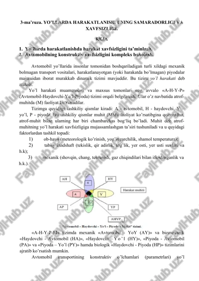 yo’llarda harakatlanishda harakat xavfsizligini ta’minlash — DOCX