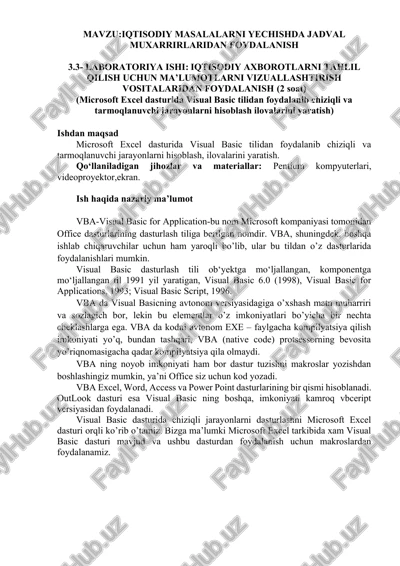 iqtisodiy masalalarni yechishda jadval muxarrirlaridan foydalanish — DOCX