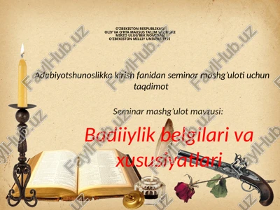 badiiylik belgilari va xususiyatlari — PPTX