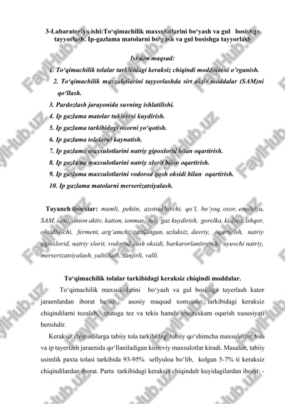 to‘qimachilik maxsulotlarini tayyorlash laboratoriyasi — DOCX