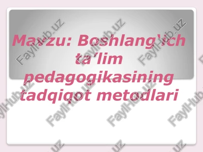 pedagogik ta'limning tadqiqot metodlari — PPTX