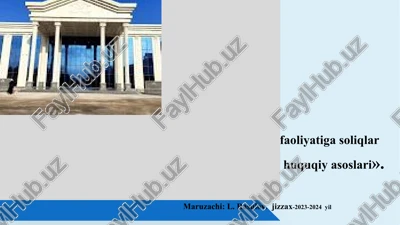 biznes faoliyati gasoliqlar orqali ta'sir qilishning huquqiy asoslari — PPTX
