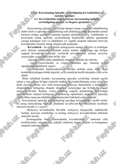 iqtisodiy xavfsizlikning ko'rsatkichlari va tarkibiy qismlari — DOCX