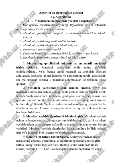 algoritm va algoritmlash asoslari — DOCX