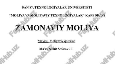 moliyaviy qarorlar — PPTX