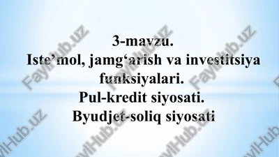 uy xo‘jaliklarining iste'mol xarajatlari — PPTX