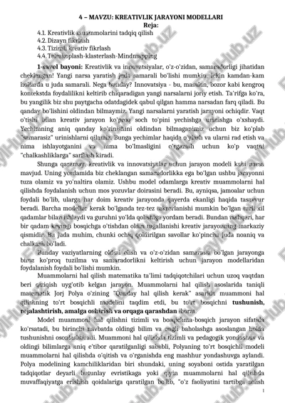 kreativlik jarayoni modellari — DOCX