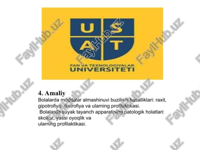 bolalarda moddalar almashinuvi buzilishi kasalliklari — PPT