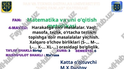 matematika va uni o’qitish metodikasi — PPTX