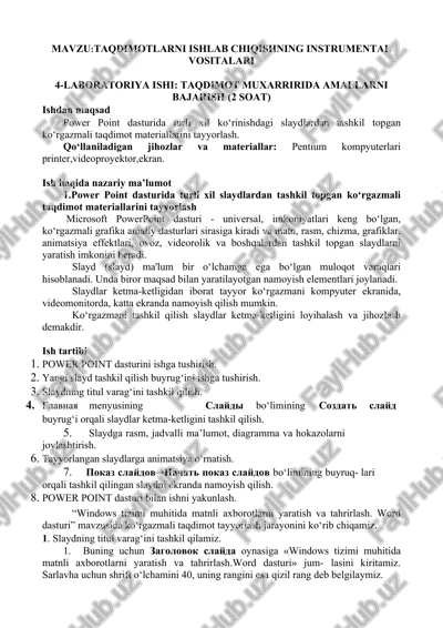 taqdimotlarni ishlab chiqishning instrumental vositalari — DOCX
